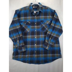 Polar King Heavyweight Flannel Snap Button  Shiet Long-Sleeve Men's Sz XXL Thick
